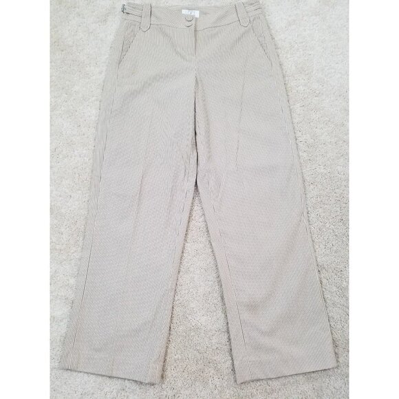 ANN TAYLOR LOFT~Women's Size 2P Petite~White/Brown Striped Cotton Capri Pants. - Picture 6 of 10